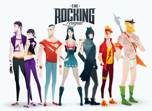 Comic Book Superheroes as Rock Stars by Andrés Moncayo The Rocking League