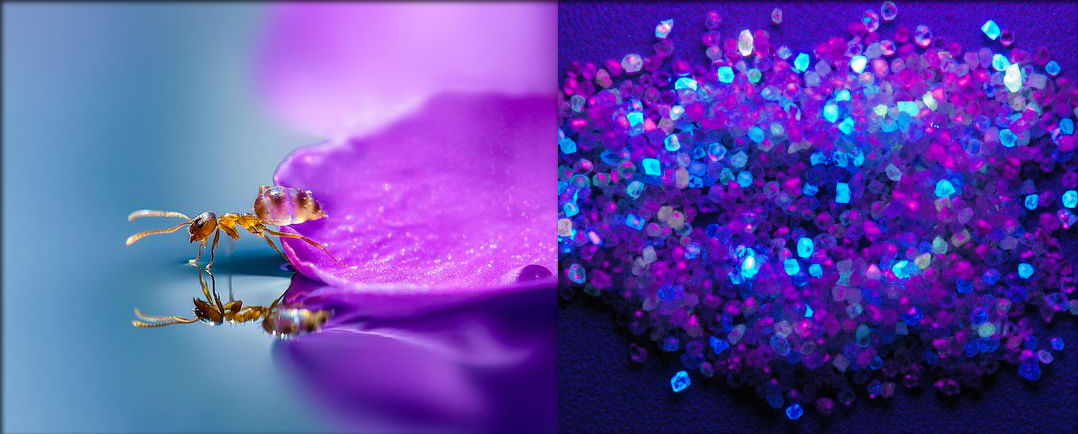 purple diamonds and ant